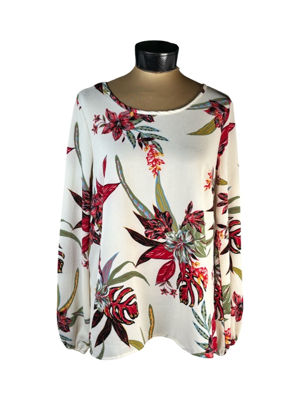 Daytrip Womens Floral Long Sleeve Tie Back Blouse Size L